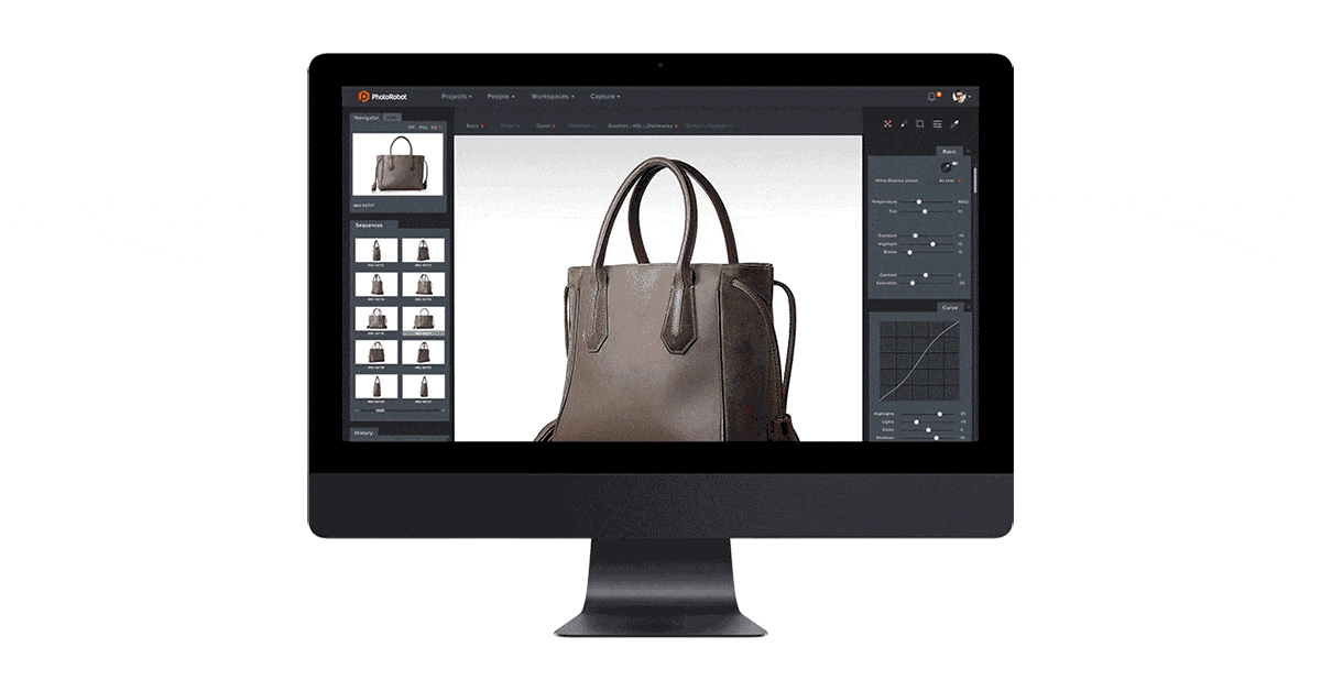 Photo editing automation user interface with handbag