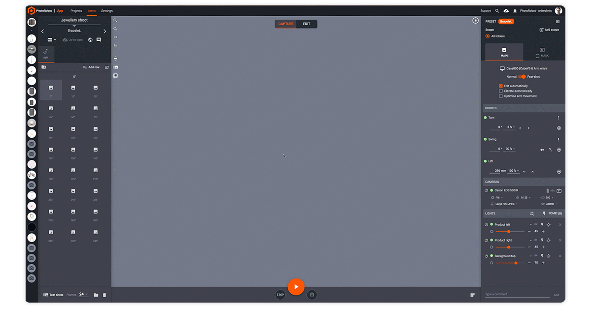 Automated 360-degree image capture process