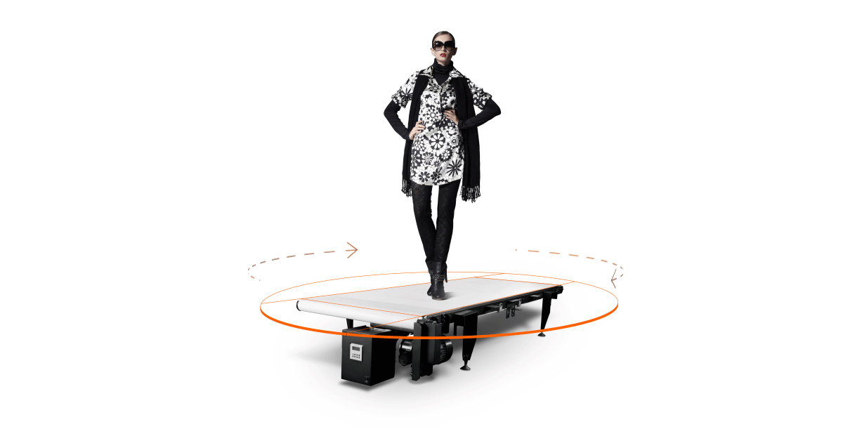 Graphic showing rotation of Catwalk's moving runway.