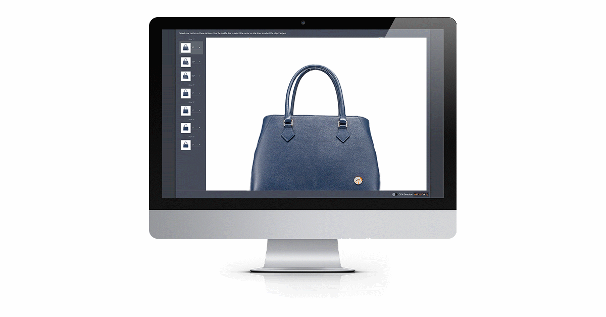 Product photo editing software interface centering product.