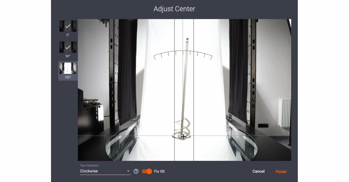 Semi-automatic object centering for 360 product photo.