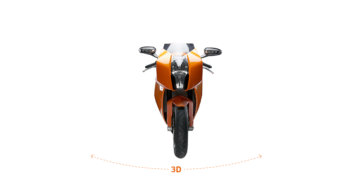 Spinning 3D racing motorcycle