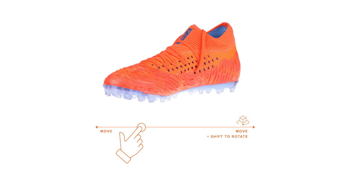 Controllable spin product photo orange sports shoe