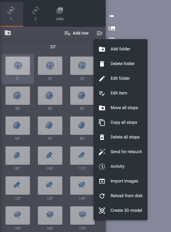 Image folder menu options