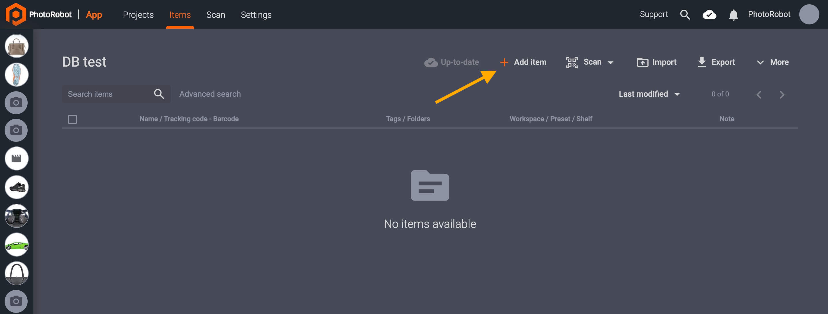 PhotoRobot capturing images add new item manually