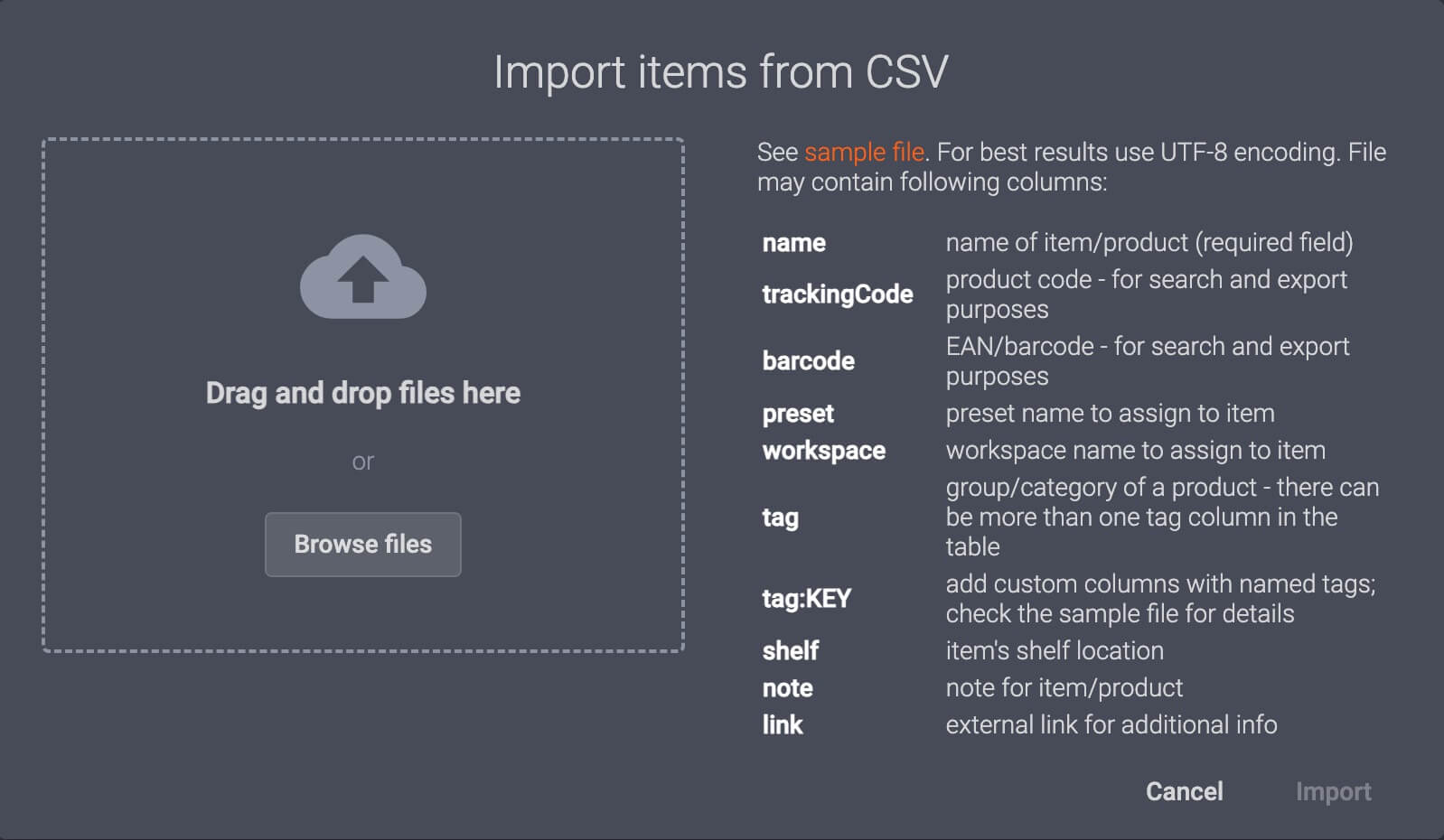 Import items and complete shooting lists into PhotoRobot Controls via CSV file.