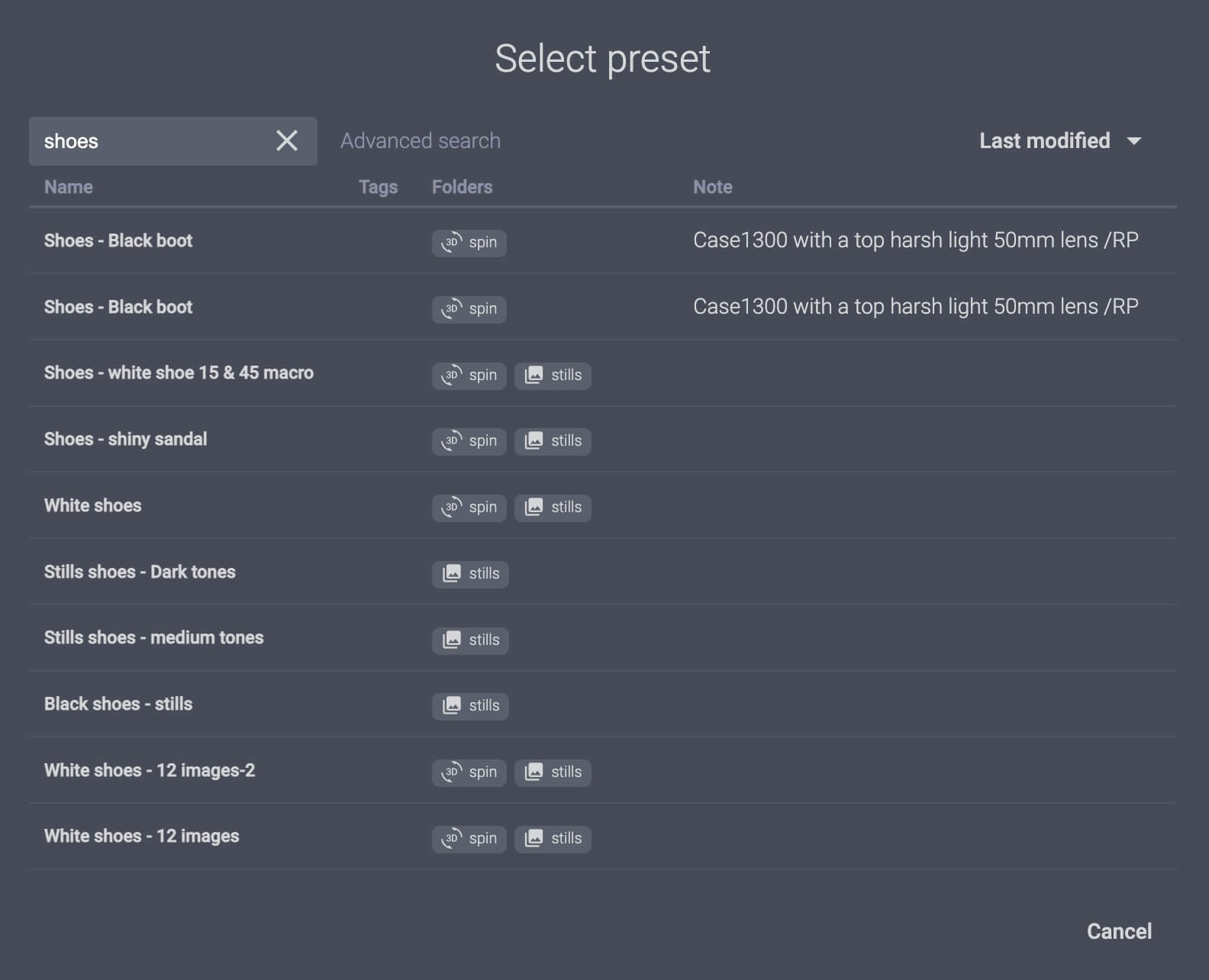 Preset selection macros