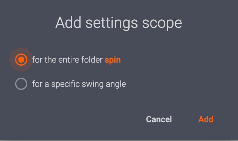 Configure settings scope entire folder