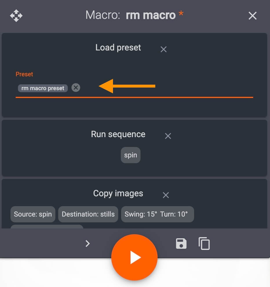 Confirm loaded macro preset