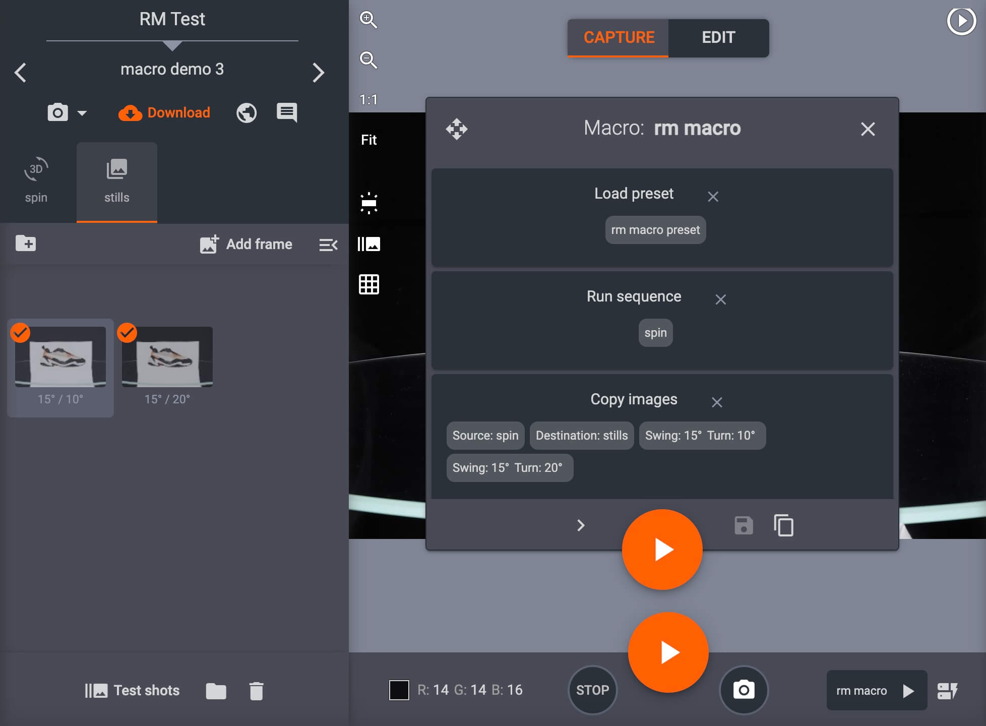 Reshooting individual images with macros