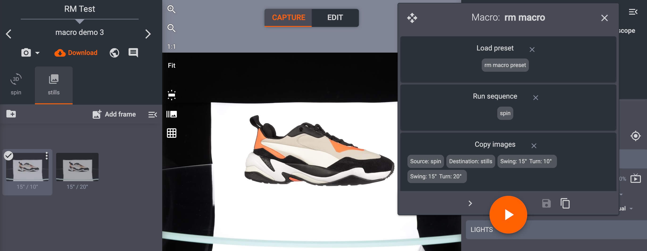 PhotoRobot macros copy images