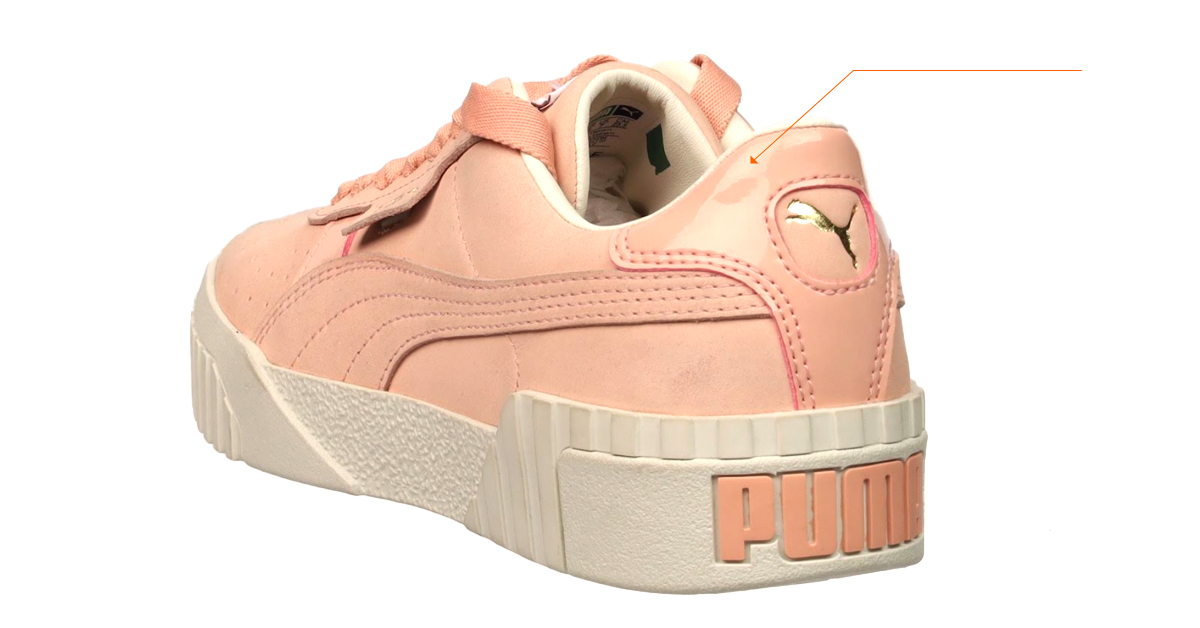 3D model back-shot of puma shoe showing glares.