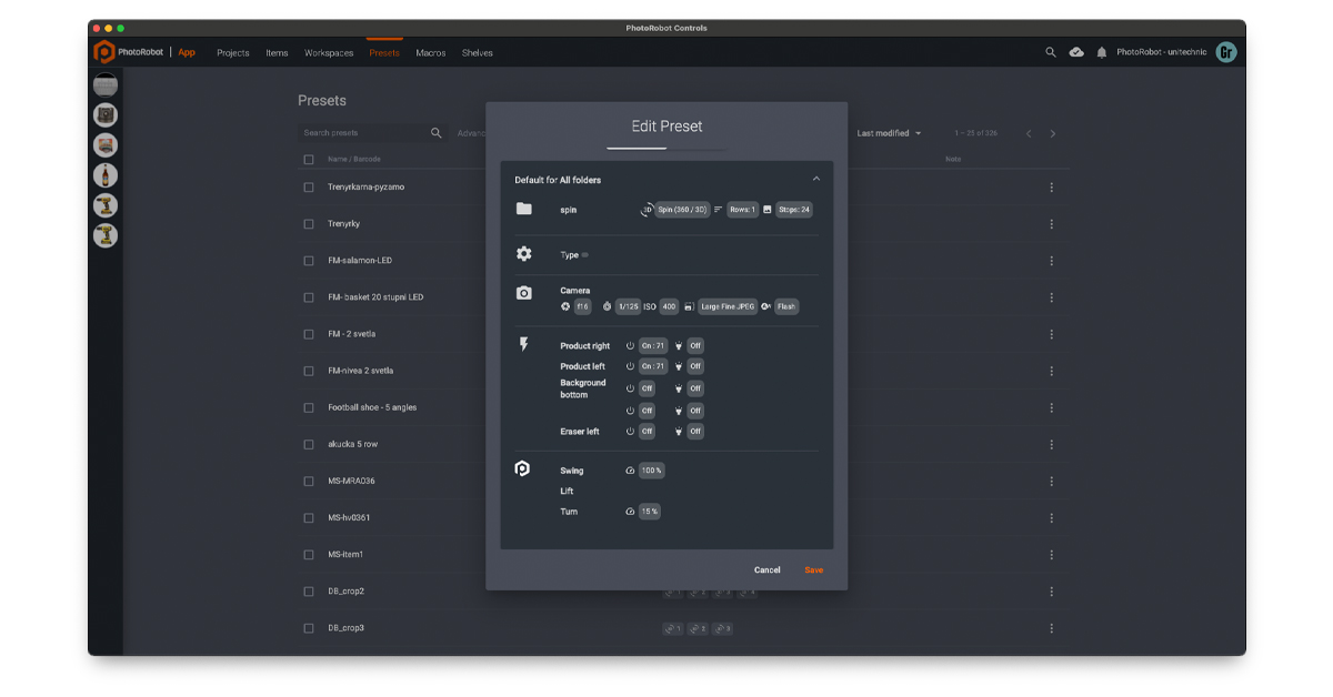 Configurable software settings automate image capture