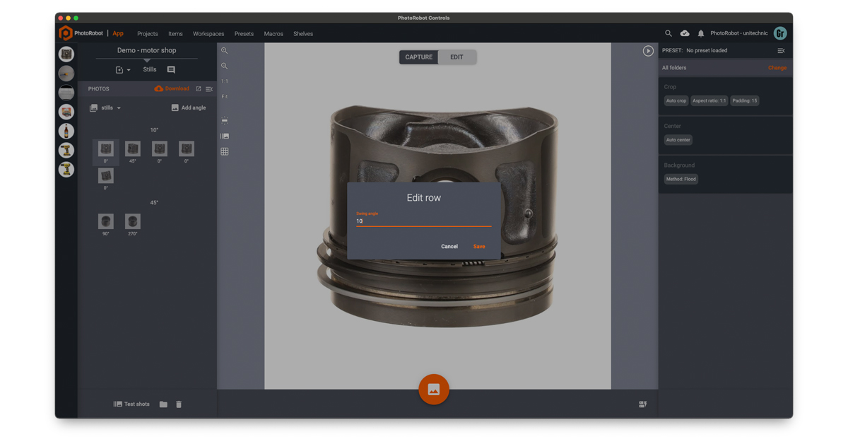 Edit row in software interface.