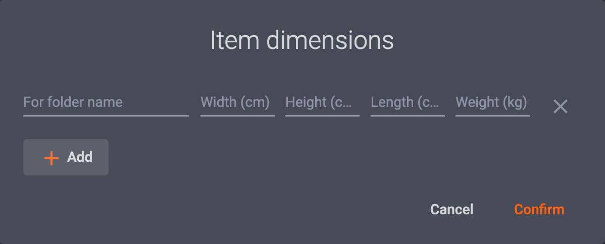 PhotoRobot software item dimensions are available only for cloud-based license subscriptions.