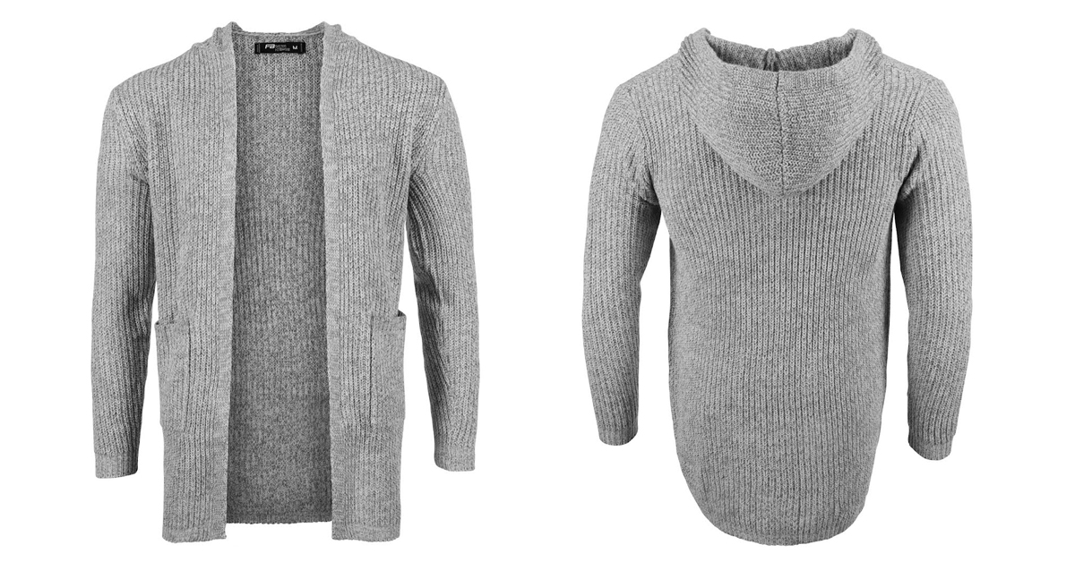 Final product photos of sweater, front and back.
