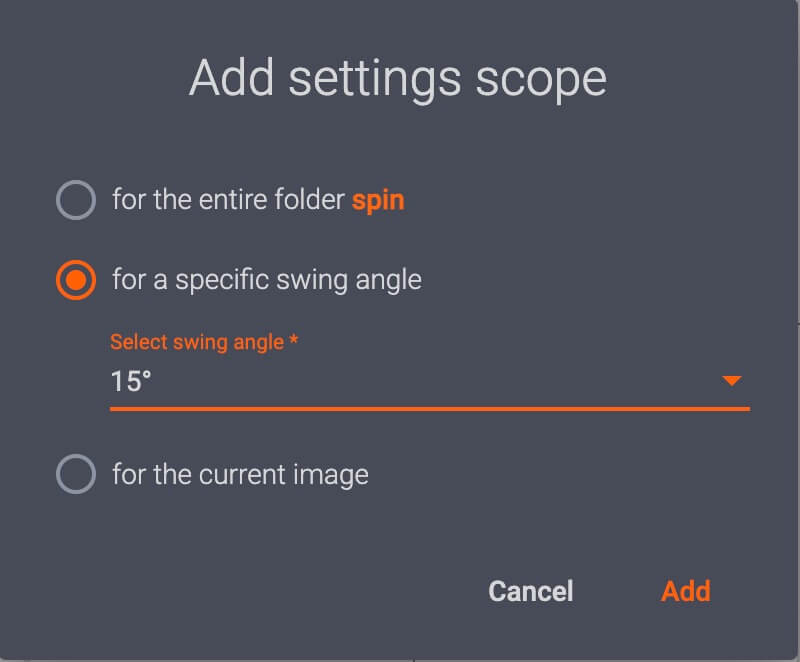 Adjust scope specific swing angle