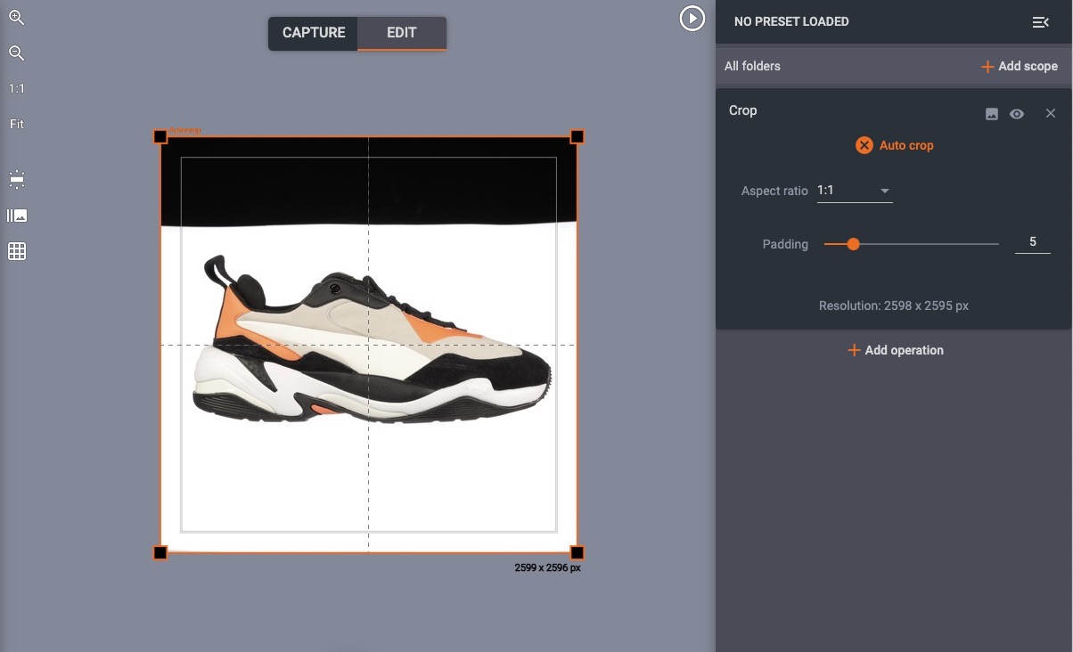 Product photo crop tool
