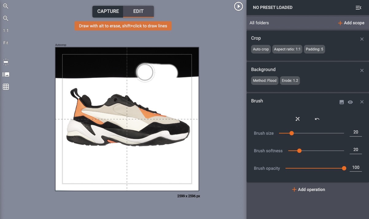 Standard brush photo editing tool