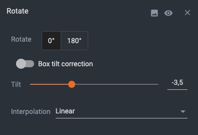 Rotate editing menu options