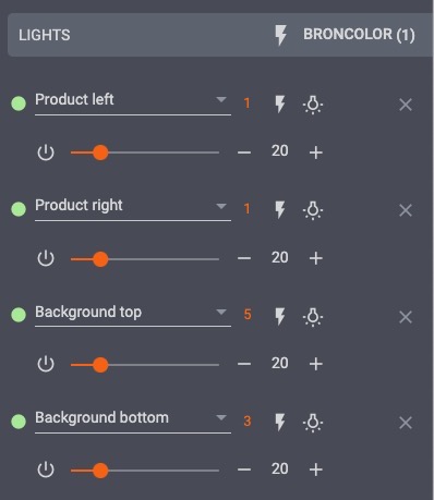 Studio lighting controls interface