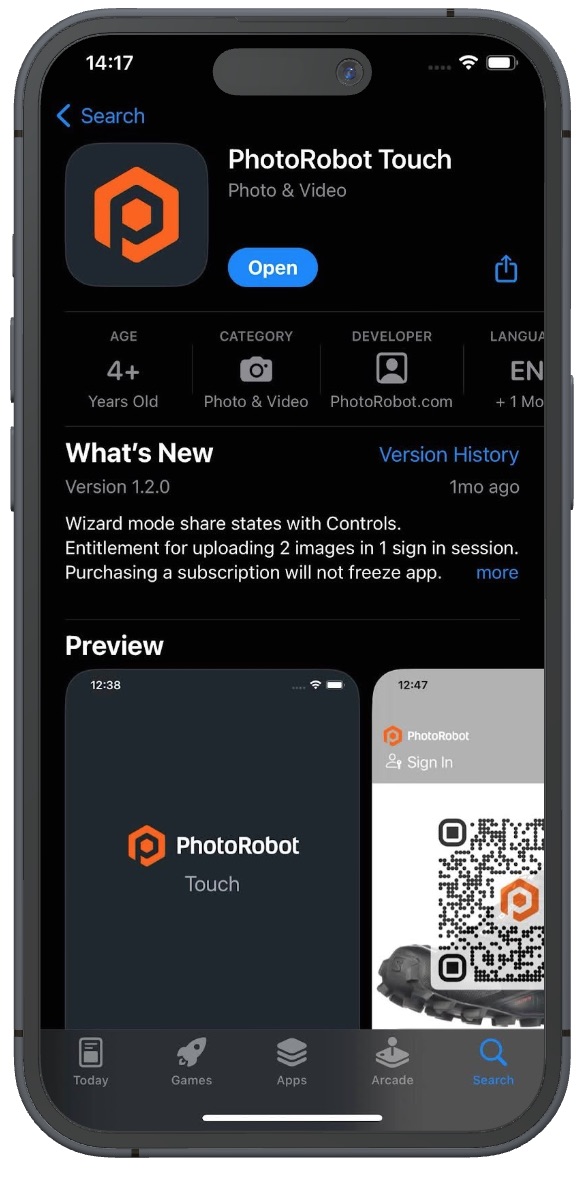 Download the official PhotoRobot Touch from Apple App Store.
