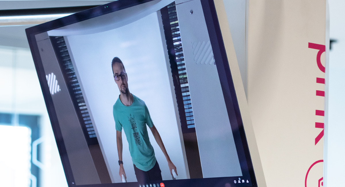 Photo booth features interior patient doctor video conferencing display monitor