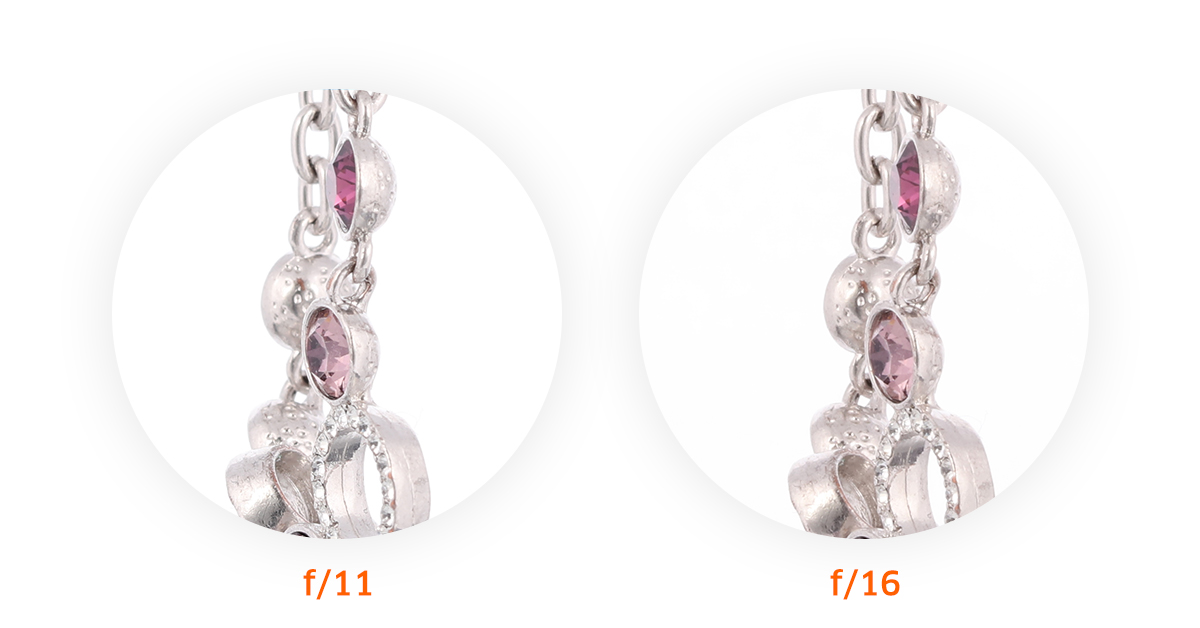Testing camera settings - f/11 vs f/16 on jewelry