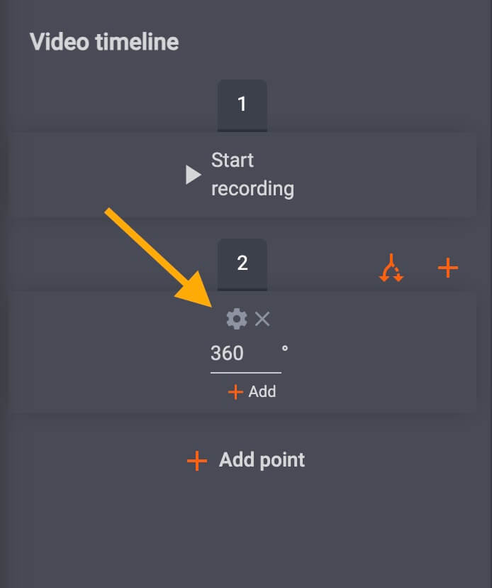 Adjust individual movement settings for each point including turntable speed and acceleration.