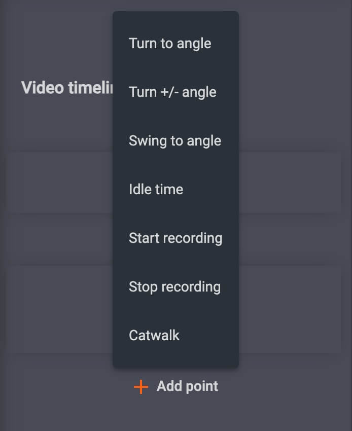 Access timeline point options by clicking Add point.