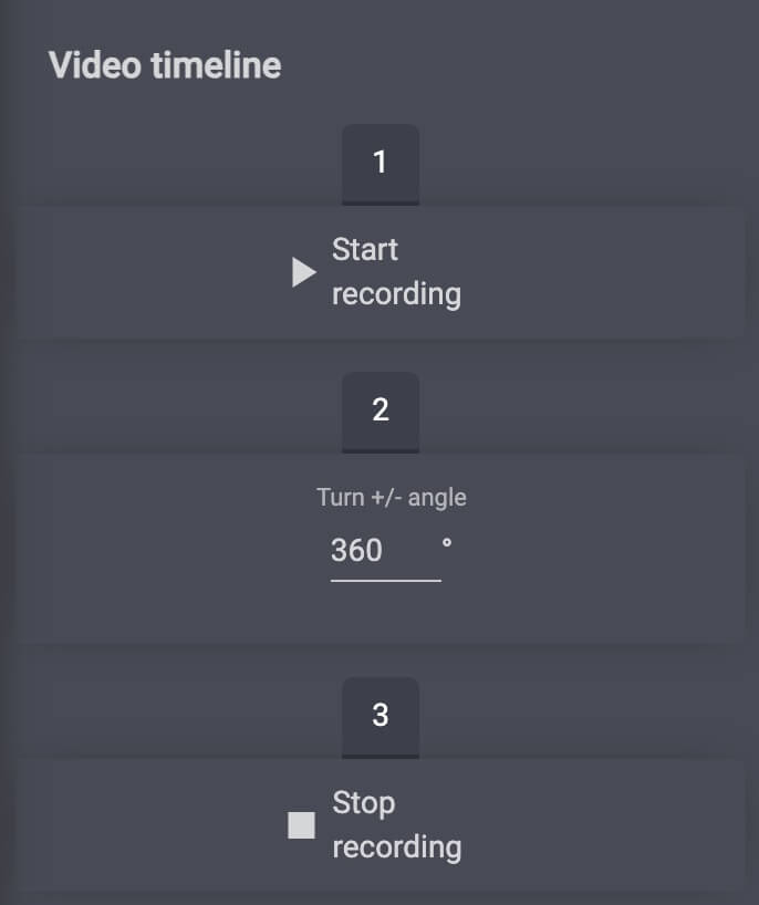 Stop recording creates the endpoint for the recording sequence.