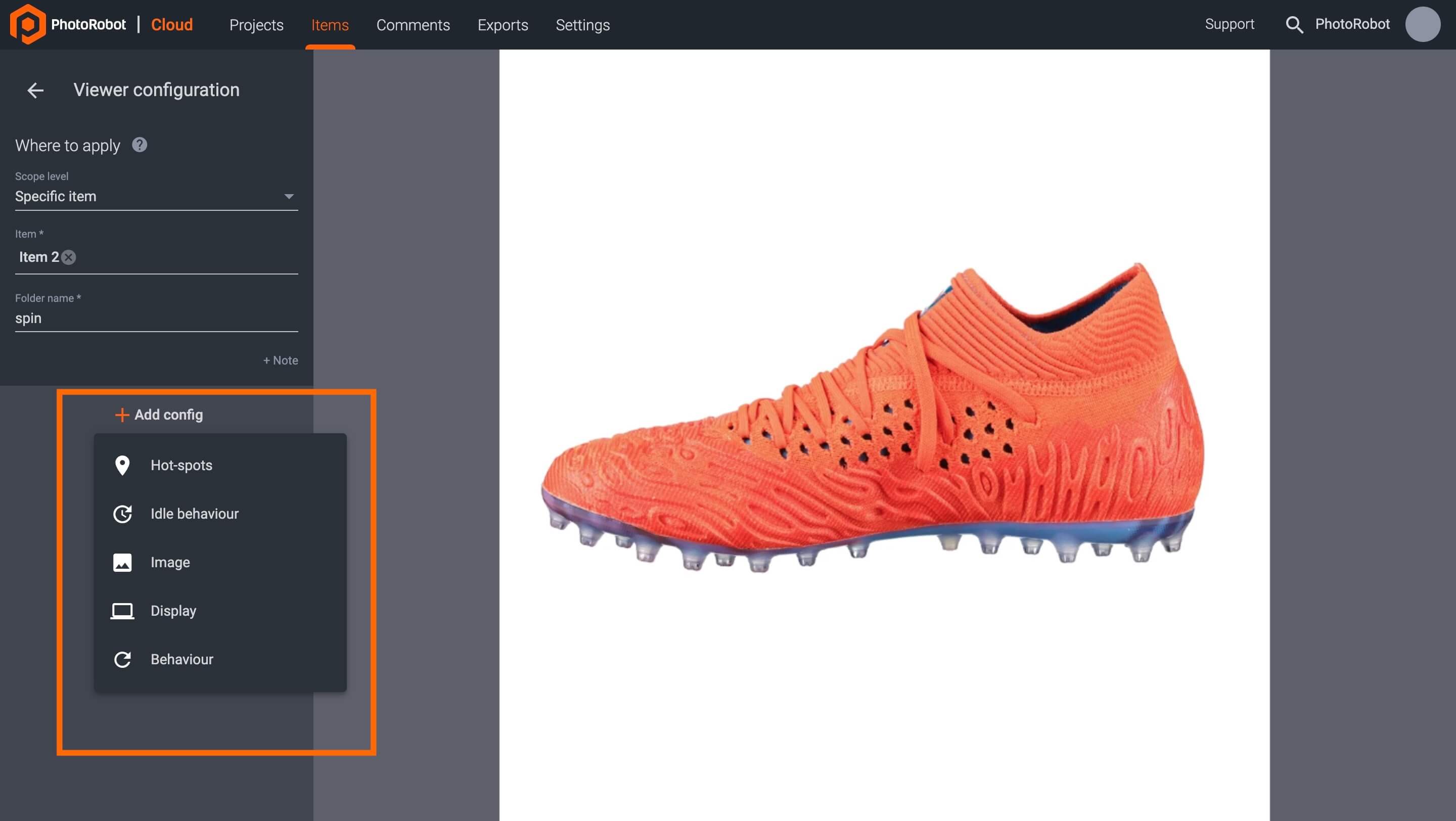 PhotoRobot Viewer Config Options