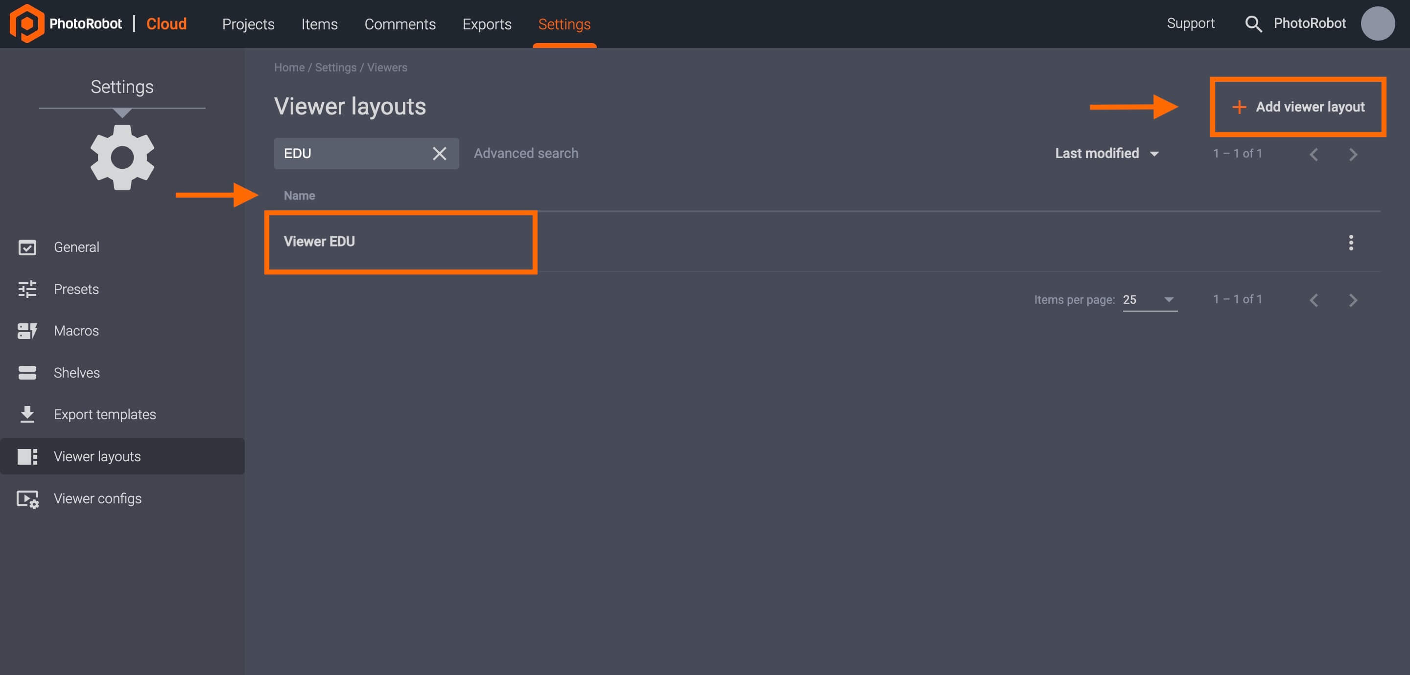 Click to add new PhotoRobot Viewer layout