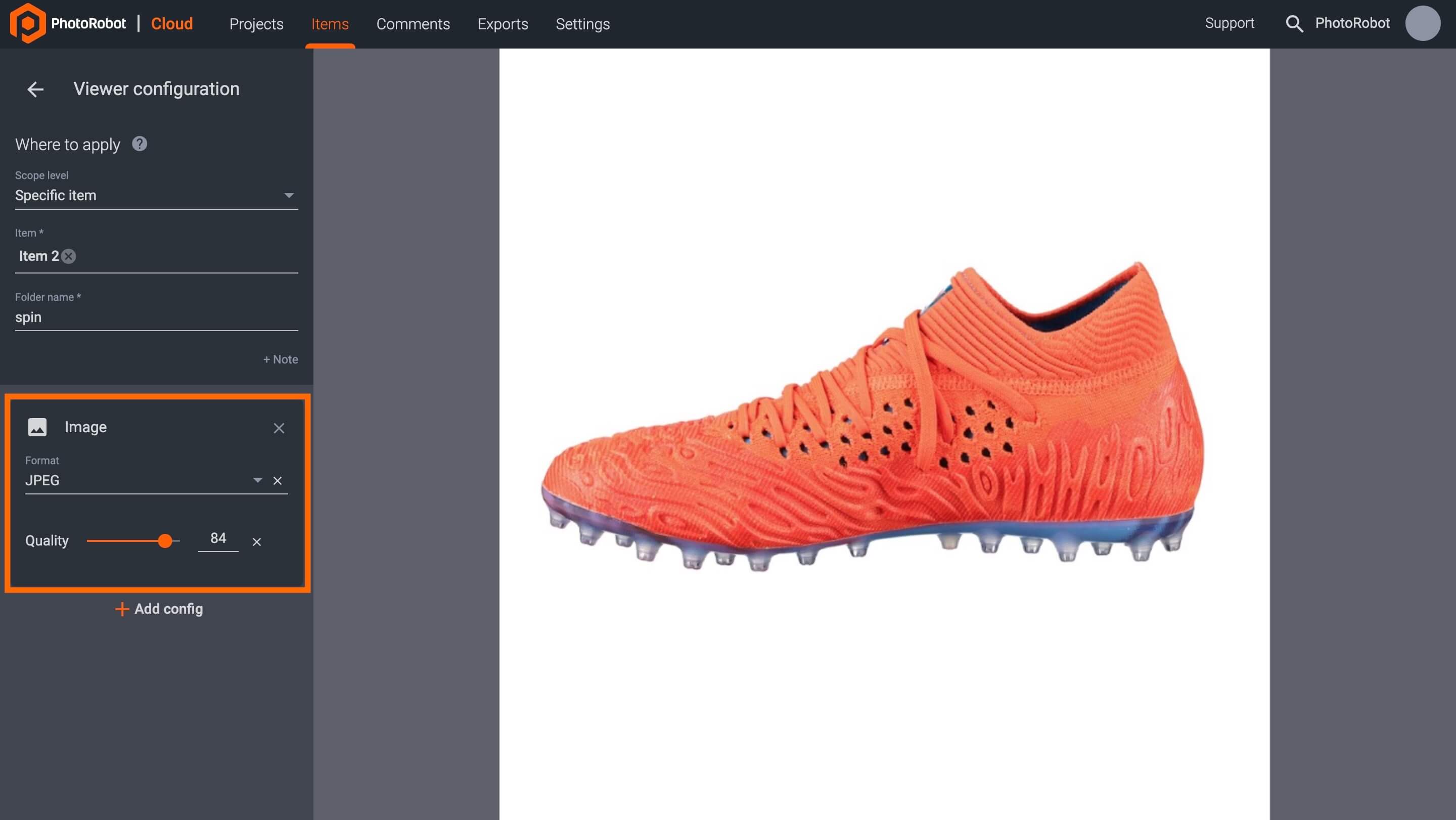 How to adjust image settings in PhotoRobot Viewer
