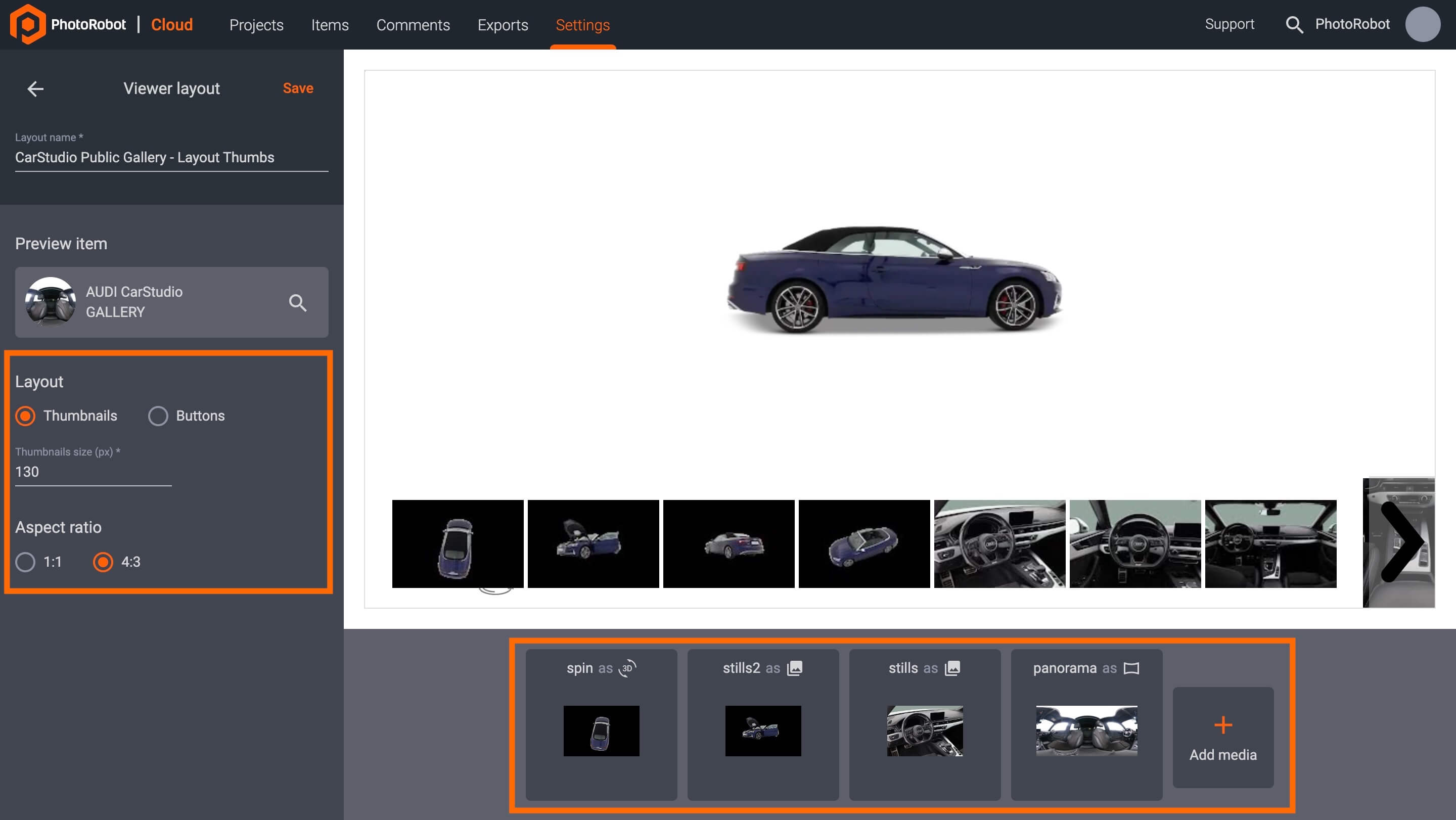 Configure Viewer Layout Thumbnails