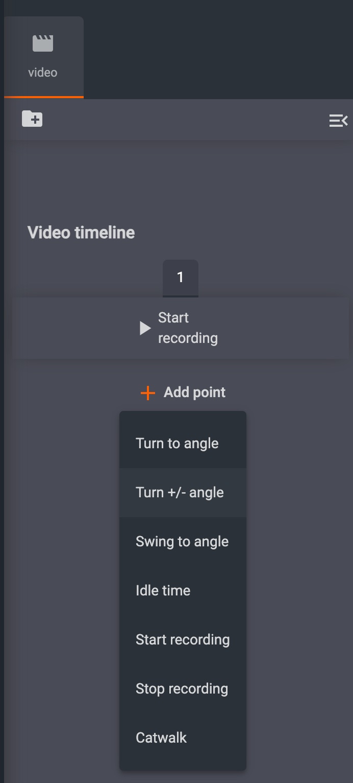 Access video timeline options by clicking Add point in the software.