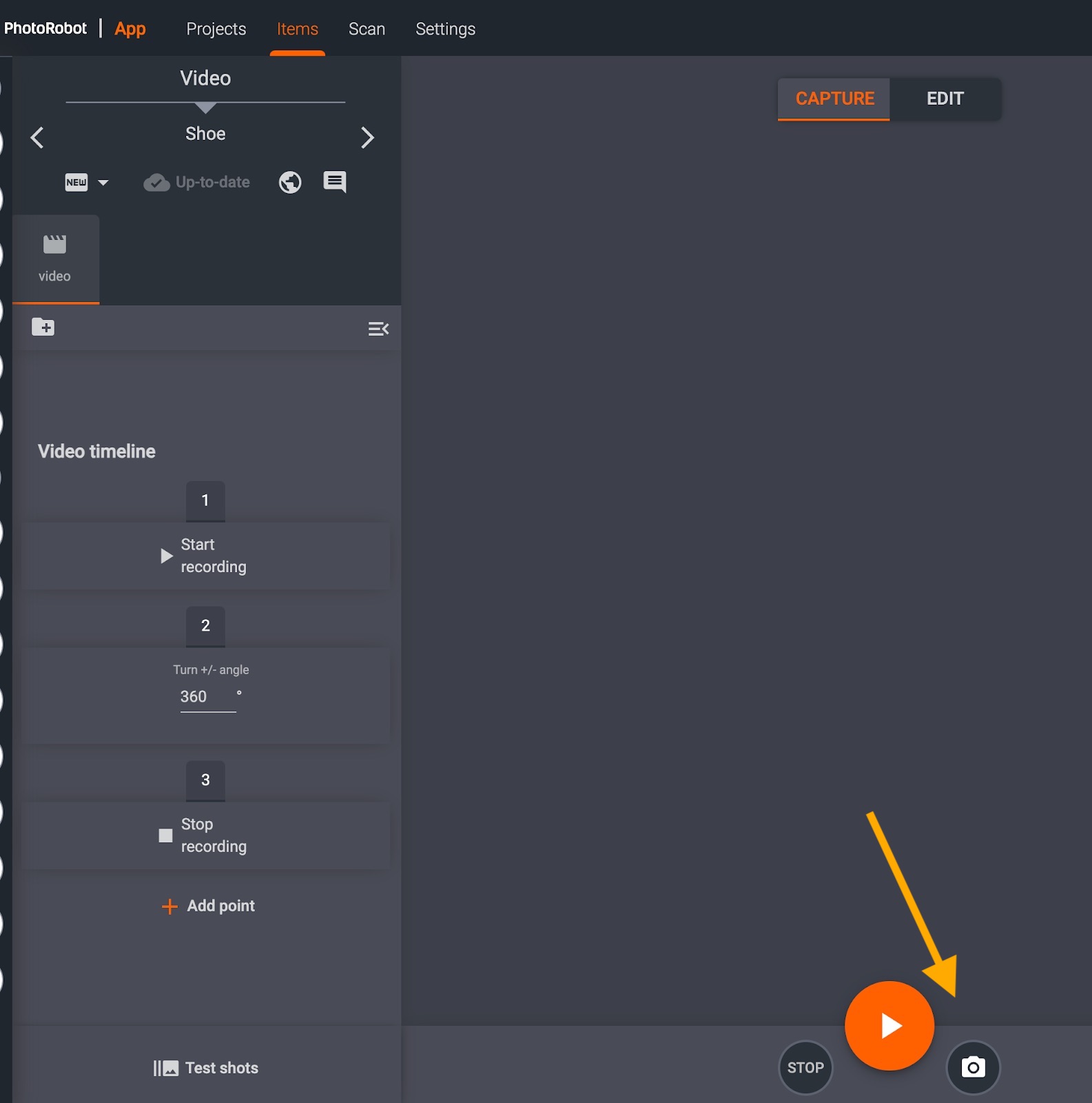 The take snapshot button is more common for still and flash photography.