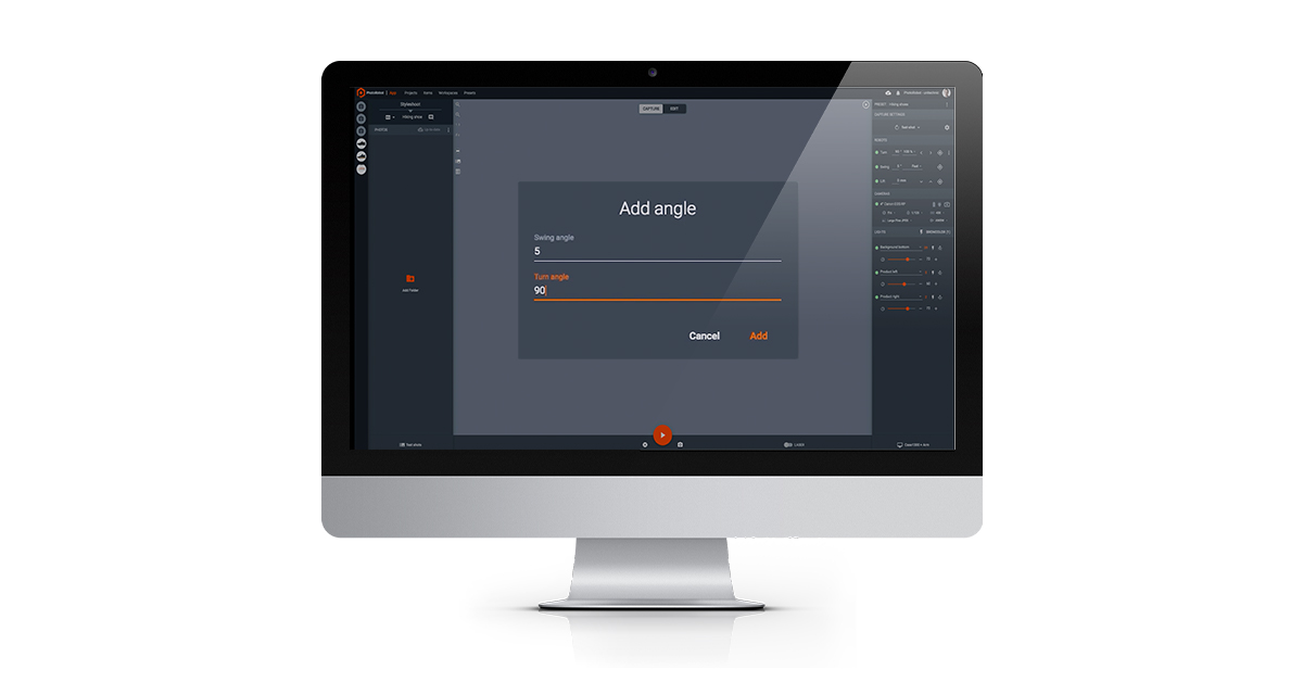 Add angle setting in capture software user interface.