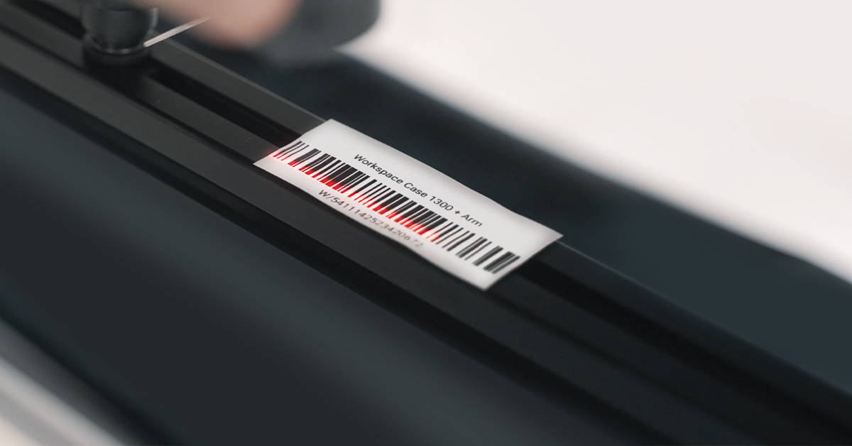 Scanning workplace barcode to access presets and start photography.
