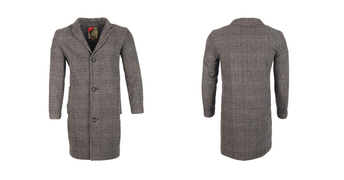 Final front and back photos of coat on invisible mannequin.