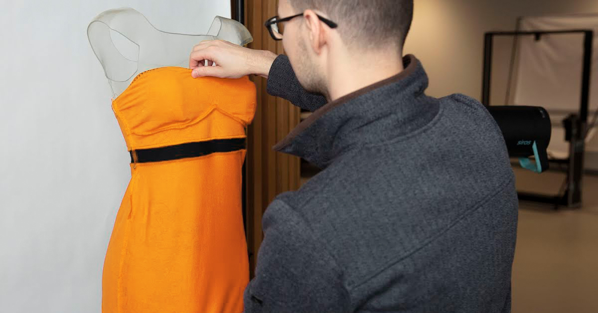 Dress flipped inside-out for photoshoot.