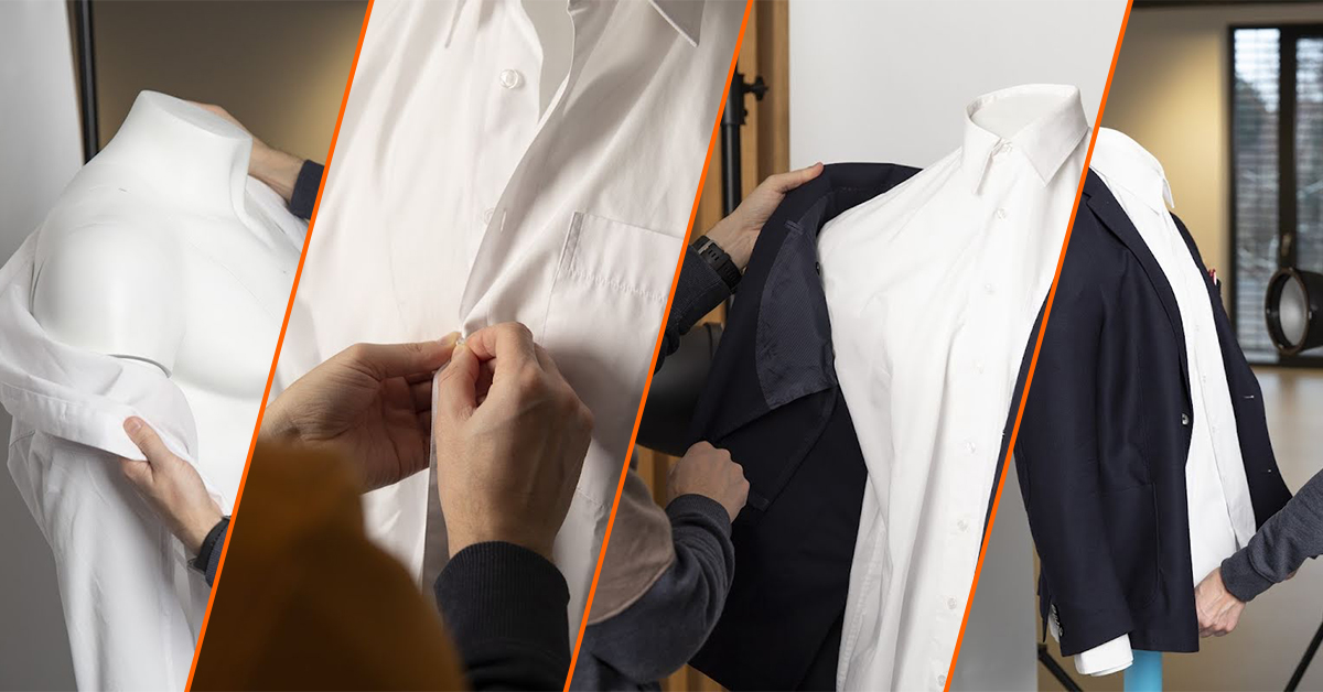 Stylist clothing mannequin in shirt and blazer.