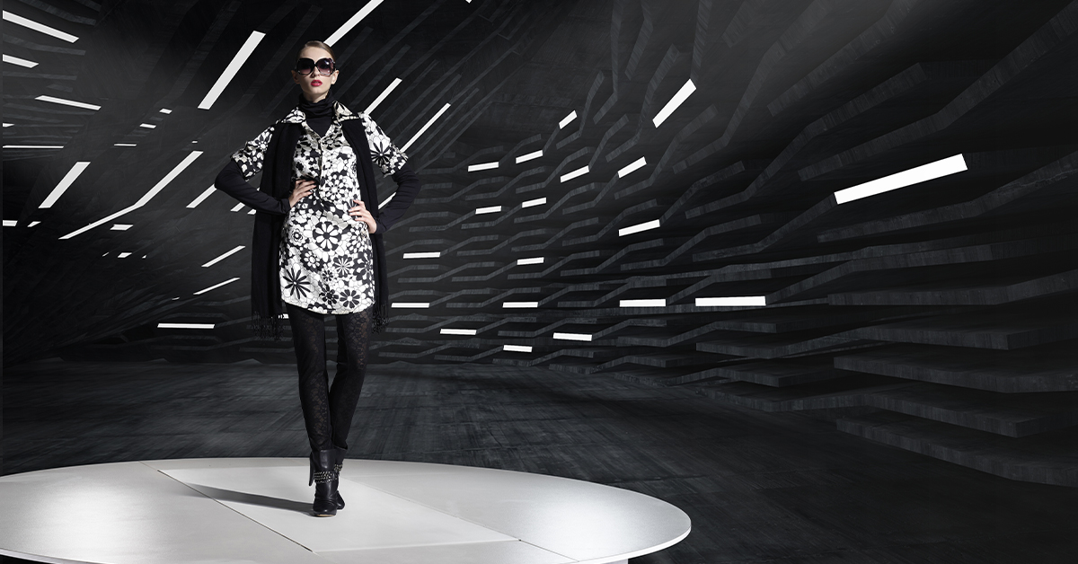 Professional photo of model with futuristic background.