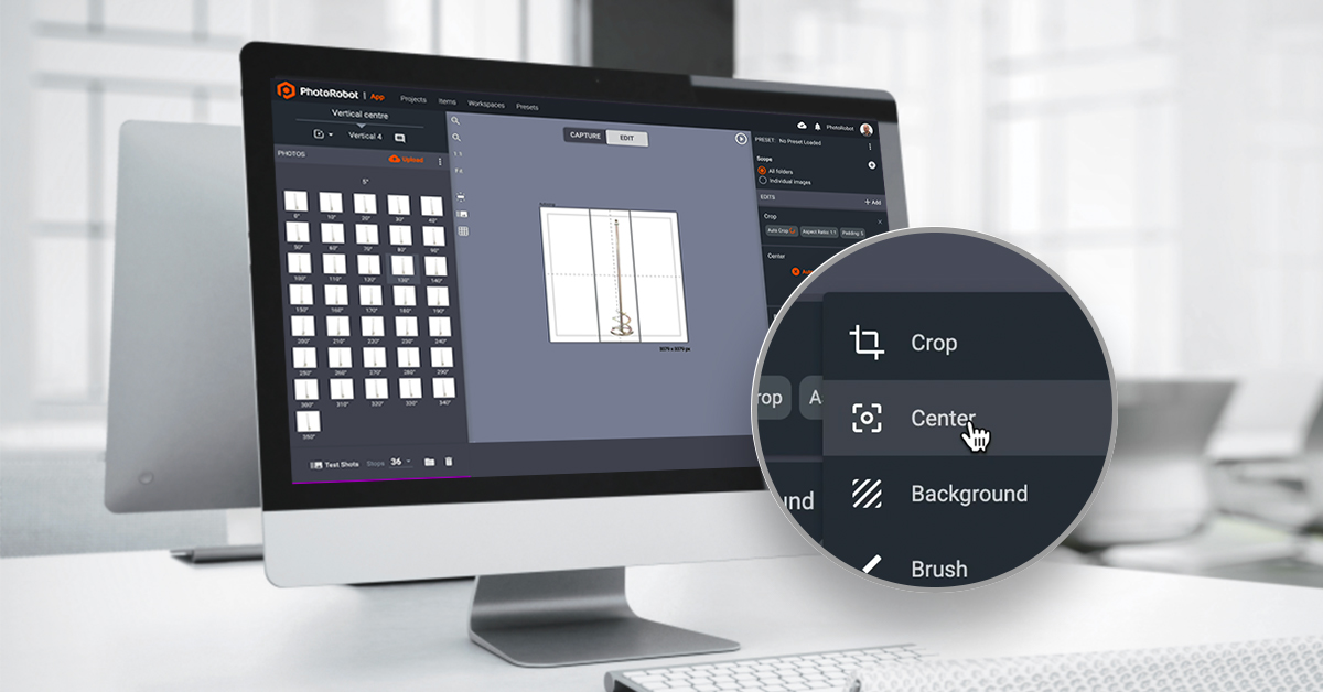 Photo editing software beside zoom into tools - Center.