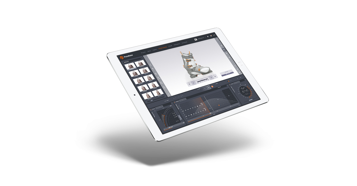Photo editing software user interface on tablet.