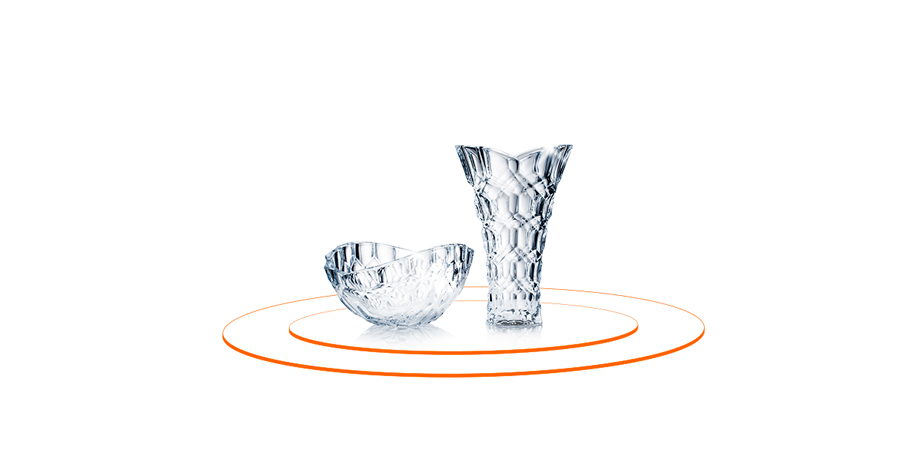 Glassware rotating on turntable