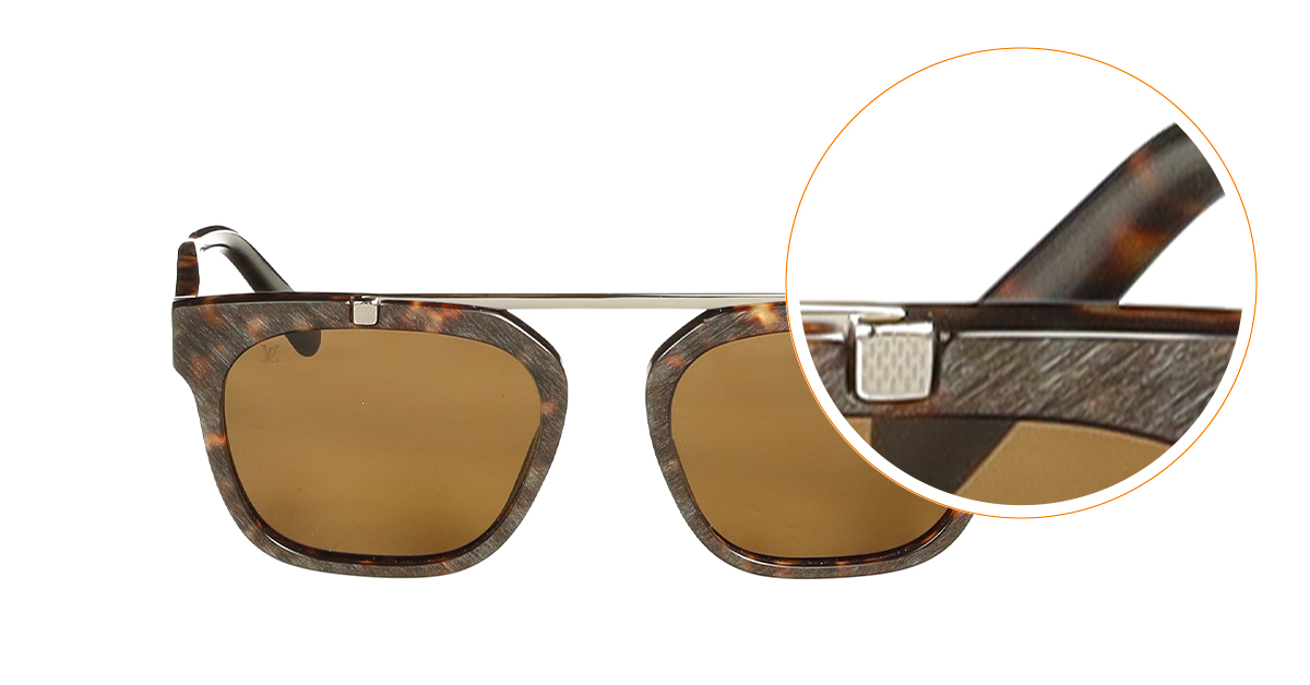 Zoom into design features of sunglasses