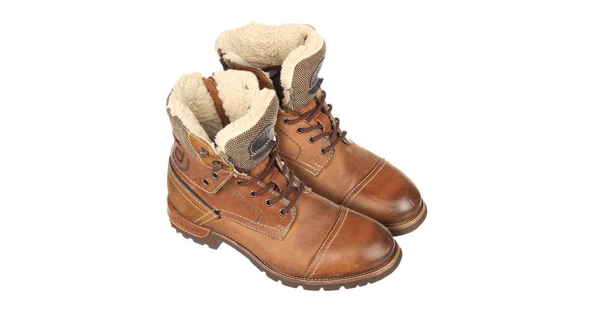 Slight top view angle of footwear.