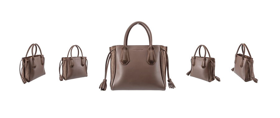 Multiple angles of product photos of handbag.
