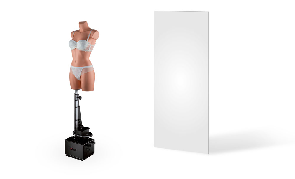 Image of female mannequin dressed in underwear.